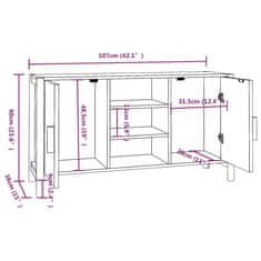 Vidaxl Komoda črna 107x38x60 cm inženirski les