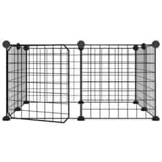 Vidaxl Ograda za hišne ljubljenčke z 8 paneli črna 35x35 cm jeklo