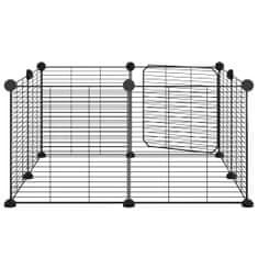 Greatstore Ograda za hišne ljubljenčke z 8 paneli črna 35x35 cm jeklo