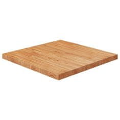 Vidaxl Kvadratna mizna plošča svetlo rjava 70x70x4 cm trdna hrastovina