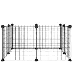 Vidaxl Ograda za hišne ljubljenčke z 8 paneli črna 35x35 cm jeklo