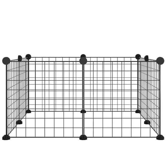 Vidaxl Ograda za hišne ljubljenčke z 8 paneli črna 35x35 cm jeklo