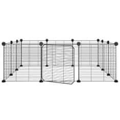 Greatstore Ograda za hišne ljubljenčke z 12 paneli črna 35x35 cm jeklo