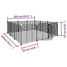 Greatstore Ograda za hišne ljubljenčke z 12 paneli črna 35x35 cm jeklo