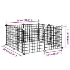 Vidaxl Ograda za hišne ljubljenčke z 8 paneli črna 35x35 cm jeklo