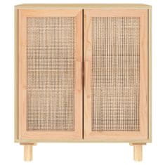 Vidaxl Komoda rjava 60x30x70 cm trdna borovina in naravni ratan