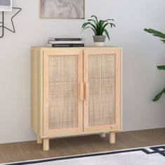 Vidaxl Komoda rjava 60x30x70 cm trdna borovina in naravni ratan