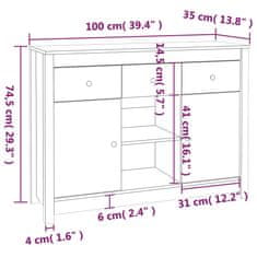 Vidaxl Komoda črna 100x35x74,5 cm trdna borovina