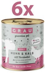 Grau GP Adult konzerva za mačke, piščanec & teletina, brez žit, 6 x 800 g