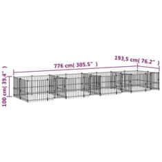Vidaxl Zunanji pasji boks jeklo 15,02 m²