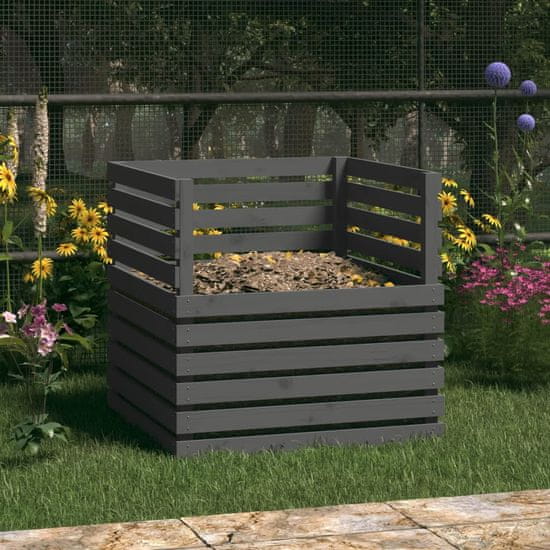 Vidaxl Kompostnik siva 80x80x78 cm trdna borovina