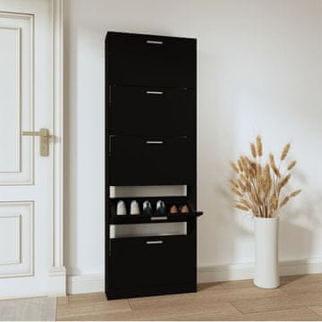 Vidaxl vidaXL Omarica za čevlje, črna, 59x17x169 cm, material na osnovi lesa