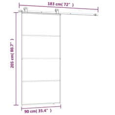 Vidaxl Drsna vrata z opremo 90x205 cm ESG steklo in aluminij