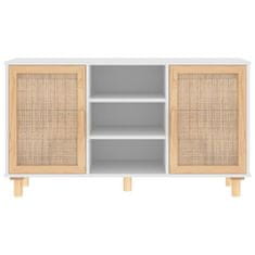 Vidaxl Komoda bela 105x30x60 cm trdna borovina in naravni ratan