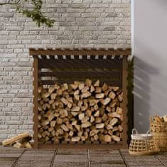 Vidaxl Stojalo za drva medeno rjavo 108x73x108 cm trdna borovina