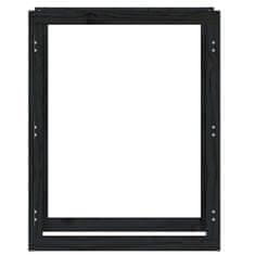 Vidaxl Stojalo za drva črno 80x25x100 cm trdna borovina