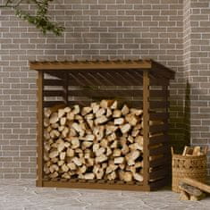 Vidaxl Stojalo za drva medeno rjavo 108x73x108 cm trdna borovina