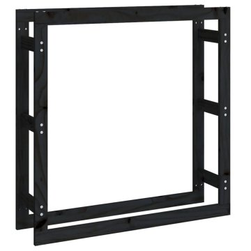 Vidaxl Stojalo za drva črno 100x25x100 cm trdna borovina