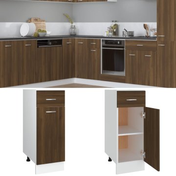shumee vidaXL Spodnja omarica s predalom rjavi hrast 30x46x81,5 cm inž. les