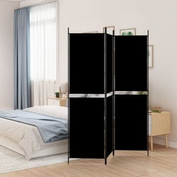 Vidaxl vidaXL 3-delna predelna stena, črna, 150x200 cm, blago