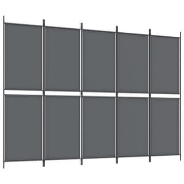 Vidaxl Paravan 5-delni antraciten 250x180 cm blago
