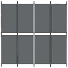 Vidaxl Paravan 4-delni antracitna 200x200 cm blago