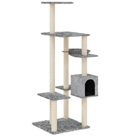Vidaxl Mačje drevo s praskalniki iz sisala svetlo sivo 142 cm