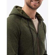 OMBRE ALBARIC oliven moški pulover z zadrgo MDN120694 XXL
