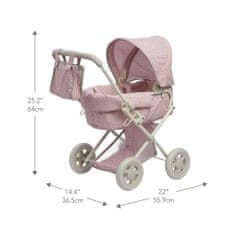 Teamson Olivia's Little World - Otroški voziček Deluxe Princess Baby Doll Polka Dots - roza in siva