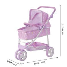 Teamson Olivia's Little World - Otroški voziček za lutke Twinkle Stars Princess 2 v 1 - vijolična