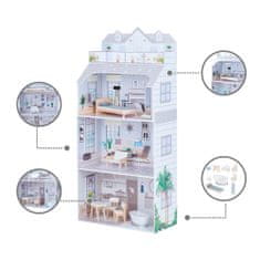 Teamson Olivijin mali svet - 12-palčna 3-nadstropna luksuzna hiša za lutke z ustreznimi dodatki (siva)