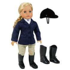 Teamson Sophia's - 18-palčna lutka - Jahalna obleka z mornarsko jakno, črni visoki klasični jahalni škornji in črna žametna jahalna čelada