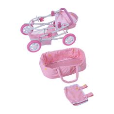 Teamson Olivia's Little World - Otroški vozički Twinkle Stars Princess Baby Doll Deluxe - roza in bela