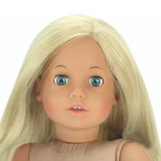 Teamson Sophia's - 18-palčna lutka - Lutka blondinka z modro-belo črtasto obleko, belimi platnenimi supergami in spodnjim perilom s potiskom - bela/modra