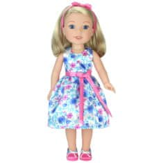 Teamson Sophia's - 14,5-palčna lutka - deklica Saten Aqua Floral Print Party Dress, Hairbow & Ballet Flats - White