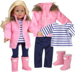 Teamson Sophia's - 18-palčna lutka - Parka, gamaše, črtasta majica in superge - svetlo roza