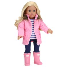 Teamson Sophia's - 18-palčna lutka - Parka, gamaše, črtasta majica in superge - svetlo roza