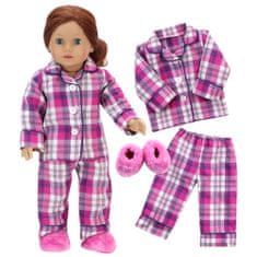 Teamson Sophia's - 18-palčna lutka - Komplet flanelne pižame in copatkov - Roza