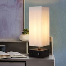 Teamson Versanora - Nočna namizna svetilka Colette s priključkom USB in belim senčnikom