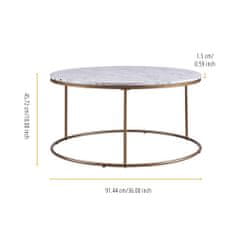 Teamson Versanora - Okrogla mizica za kavo Marmo - Umetni marmor/medenina