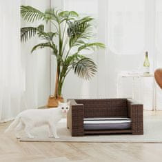 Teamson Staart - Pletena postelja za hišne ljubljenčke z blazinami, odporna na vodo