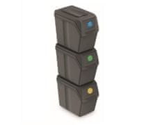 Prosperplast Komplet 3 zabojnikov za odpadke SORTIBOX I, siv kamen, prostornina 3x20L