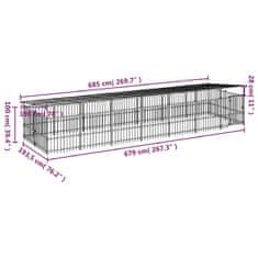 Vidaxl Zunanji pasji boks s streho jeklen 13,14 m²