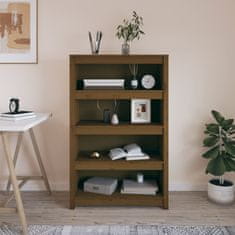 Vidaxl Knjižna omara medeno rjava 80x35x126 cm trdna borovina