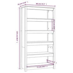 Vidaxl Knjižna omara medeno rjava 80x35x154 cm trdna borovina