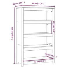 Vidaxl Knjižna omara medeno rjava 80x35x126 cm trdna borovina