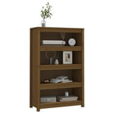 Vidaxl Knjižna omara medeno rjava 80x35x126 cm trdna borovina