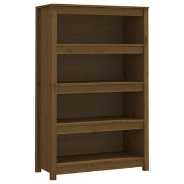 Vidaxl Knjižna omara medeno rjava 80x35x126 cm trdna borovina
