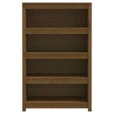 Vidaxl Knjižna omara medeno rjava 80x35x126 cm trdna borovina