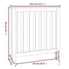 Vidaxl Pokrov za radiator siva 79,5x19x84 cm trdna borovina